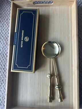 Jonathan Adler Gold Bamboo-Handle Serving Spoon Set